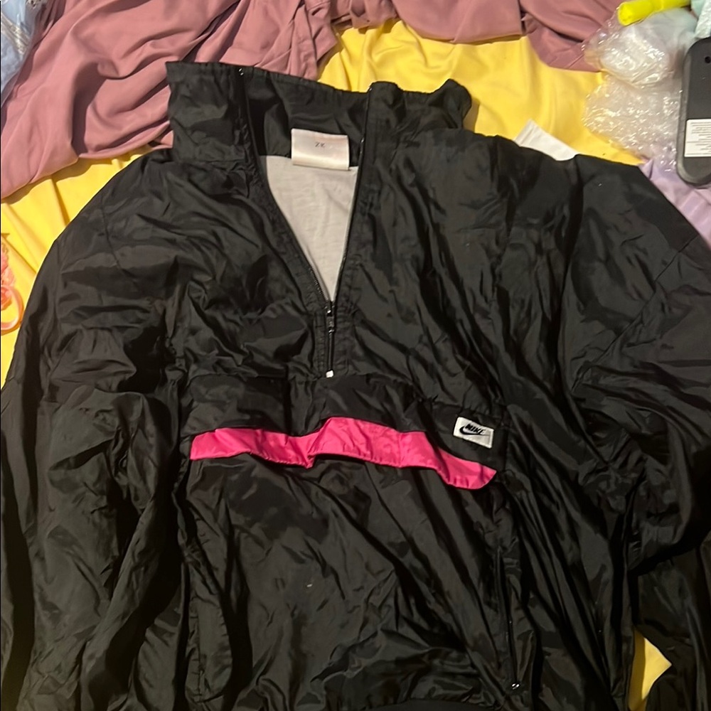 Nike Black and Pink Windbreaker Jacket